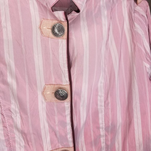 Dismero Vintage Military Style Burgundy Stripe Button Up Long Sleeve Top Med - Picture 3 of 5